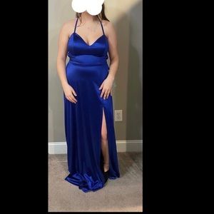 Long Royal Blur Jcpenney Formal Dress With Slit